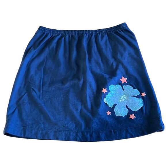 Simply Basic Girls 6/6X Navy Blue Knit Mini Skirt with Sparkle Flower - Picture 1 of 7